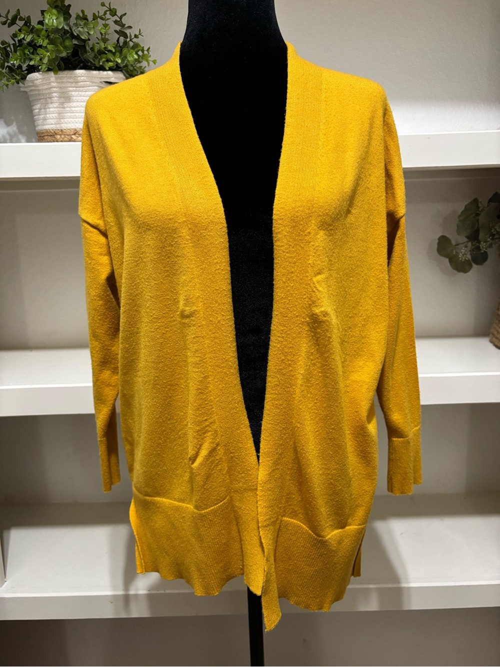Zara Mustard Yellow Open-Front Cardigan